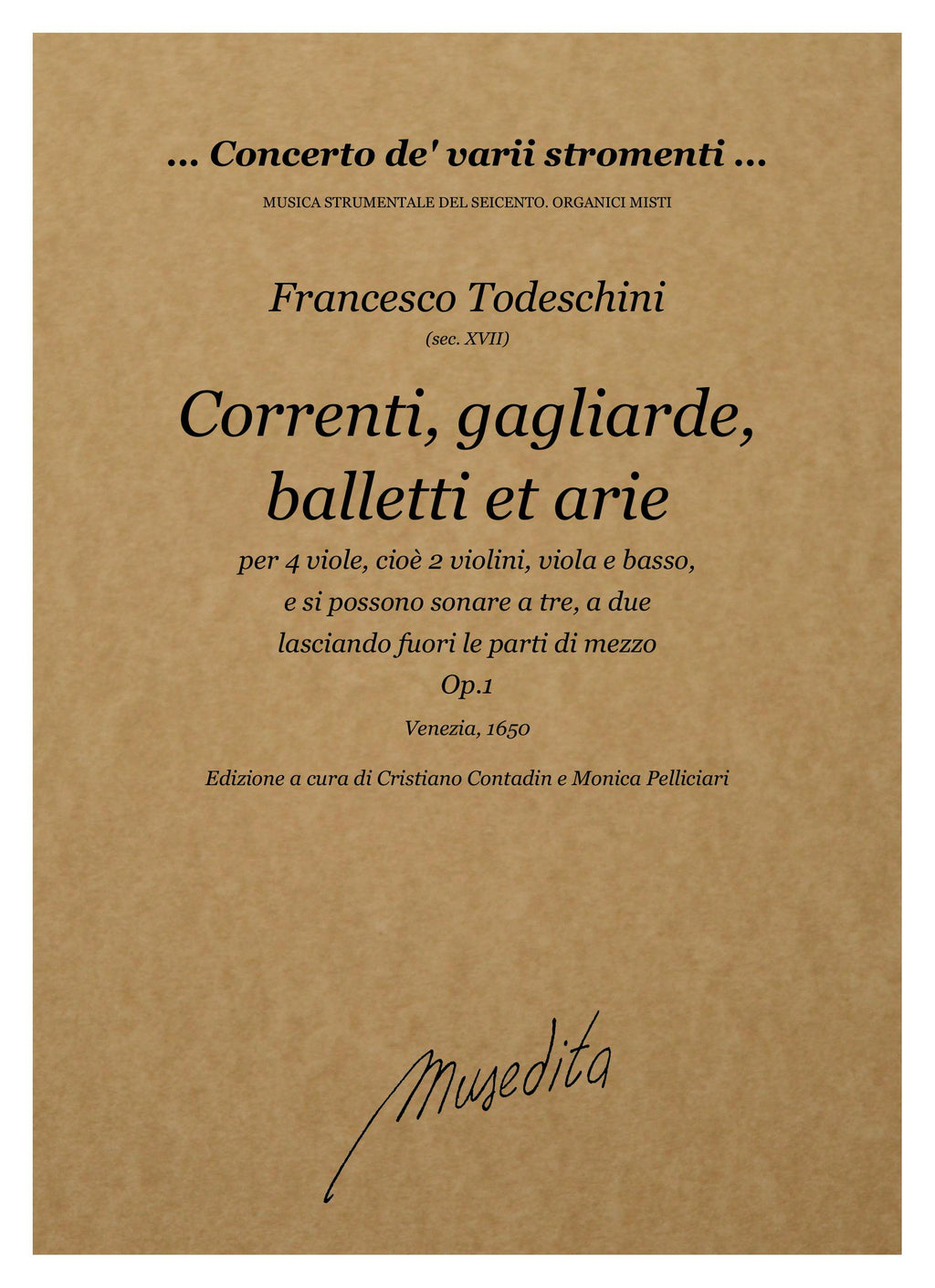 F. Todeschini: Correnti, gagliarde, balletti et arie op.1 (Venezia, 1650)