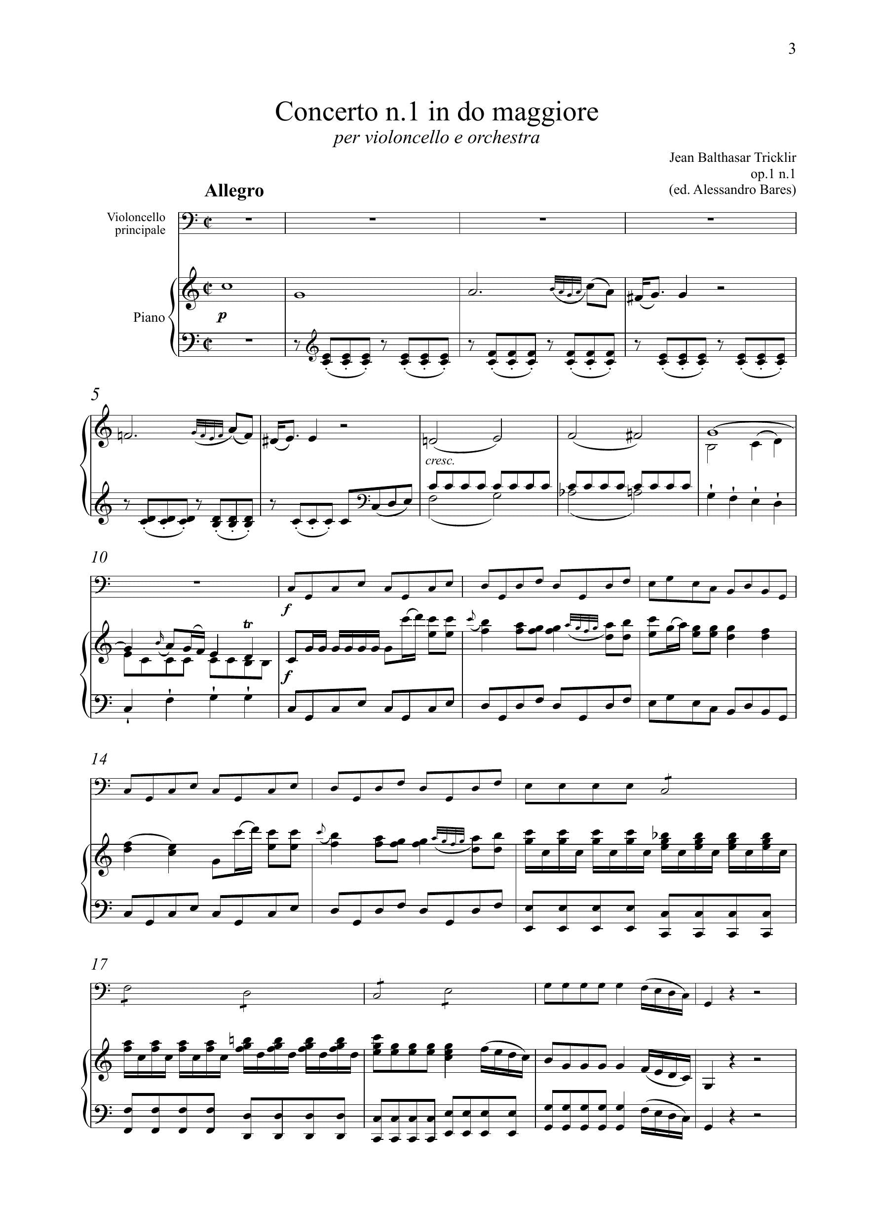 J.B. Tricklir: Concerto n.1 in do maggiore (Berlin, Amsterdam, [1782]) (rid. vcl/pf)