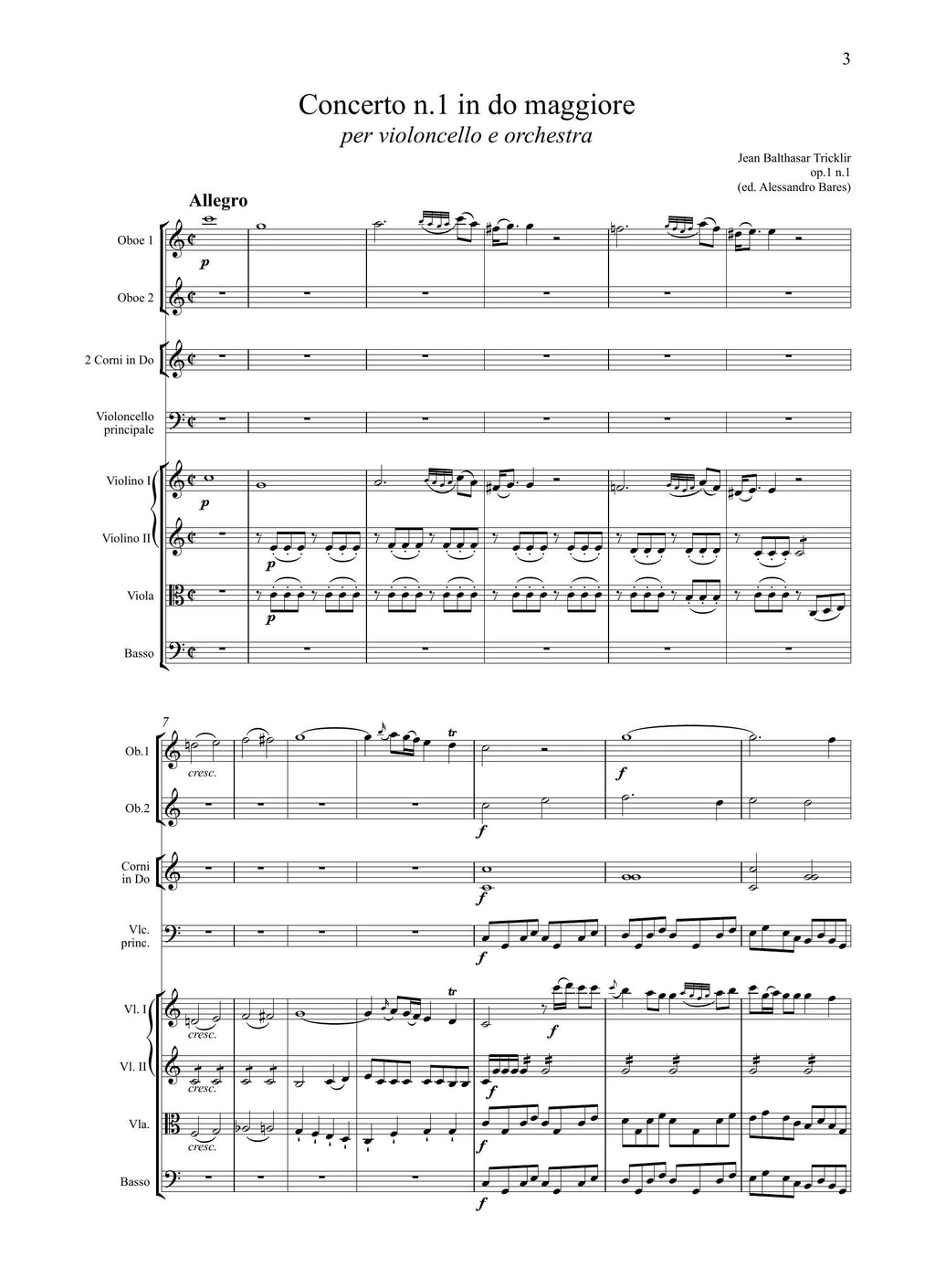 J.B. Tricklir: Concerto n.1 in do maggiore (Berlin, Amsterdam, [1782])