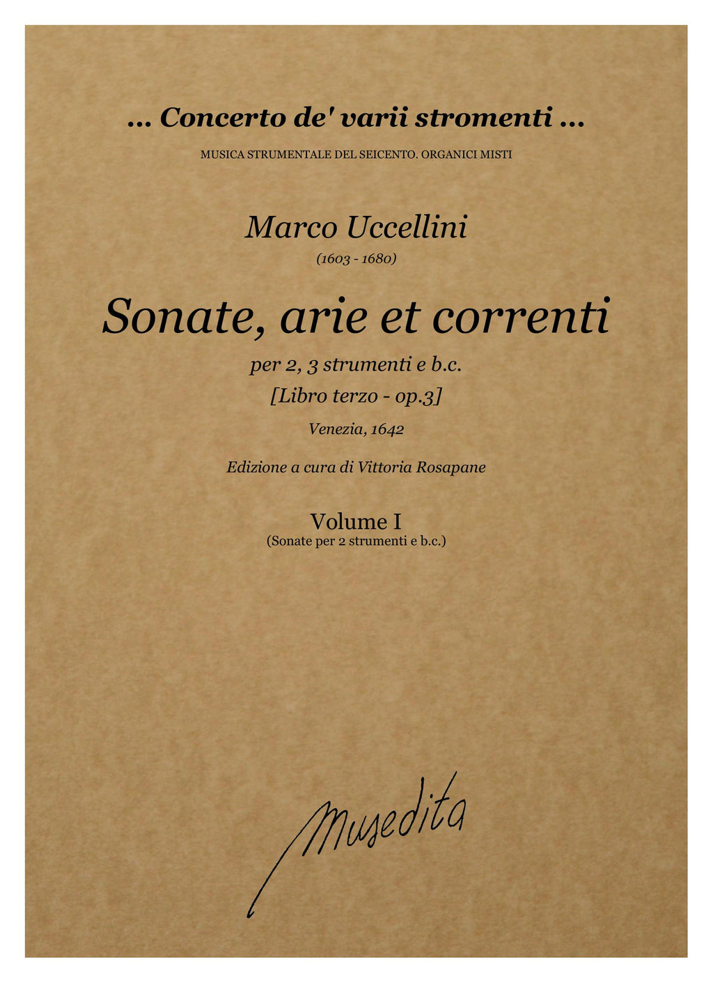 M. Uccellini: Sonate, arie et correnti op.3 (Venezia, 1642)