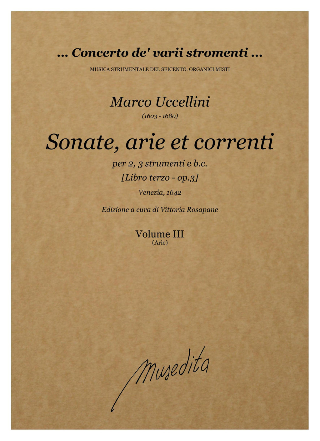 M. Uccellini: Sonate, arie et correnti op.3 (Venezia, 1642)