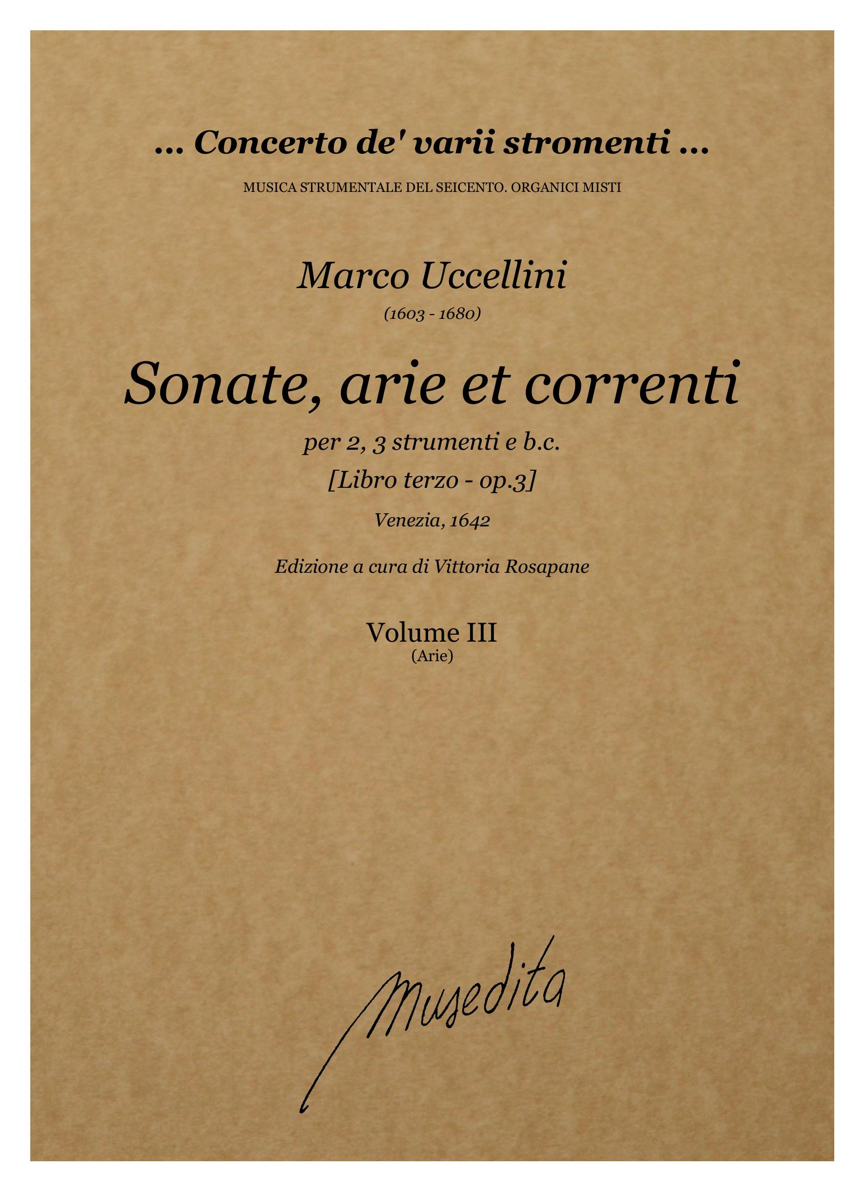 M. Uccellini: Sonate, arie et correnti op.3 (Venezia, 1642)