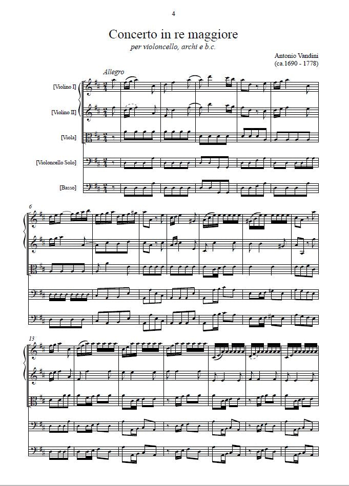 A. Vandini: Concerto in re maggiore