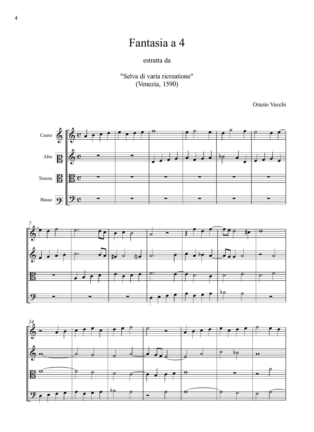O. Vecchi: Fantasia a 4 (Venezia, 1590)