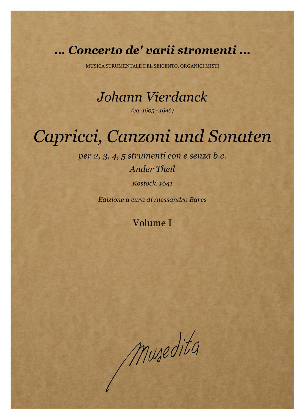 J. Vierdanck: Capricci, canzoni und sonaten (ander Theil) (Rostock, 1641)