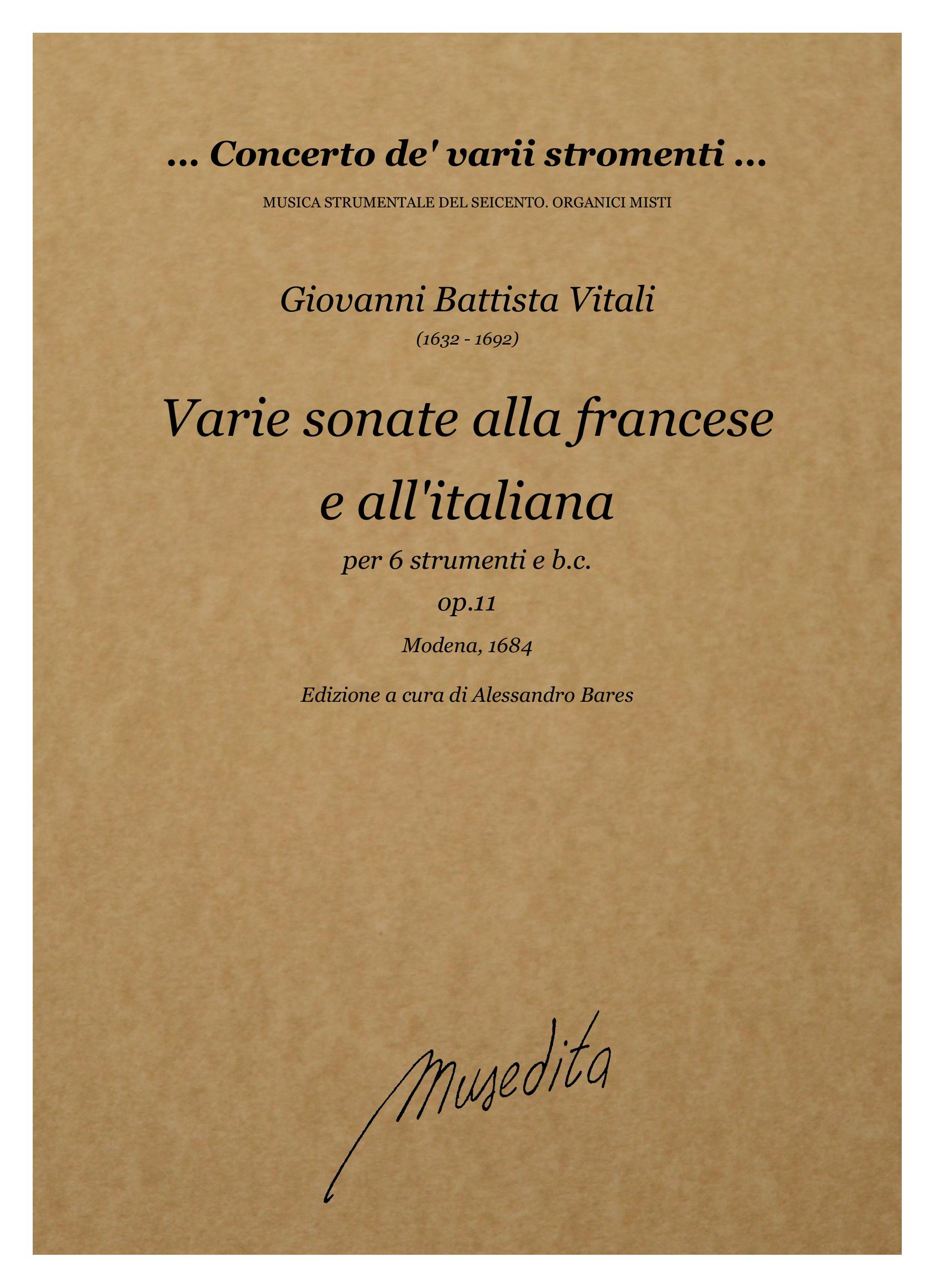 G.B. Vitali: Varie sonate alla francese e all'italiana a sei strumenti op.11 (Modena, 1684)