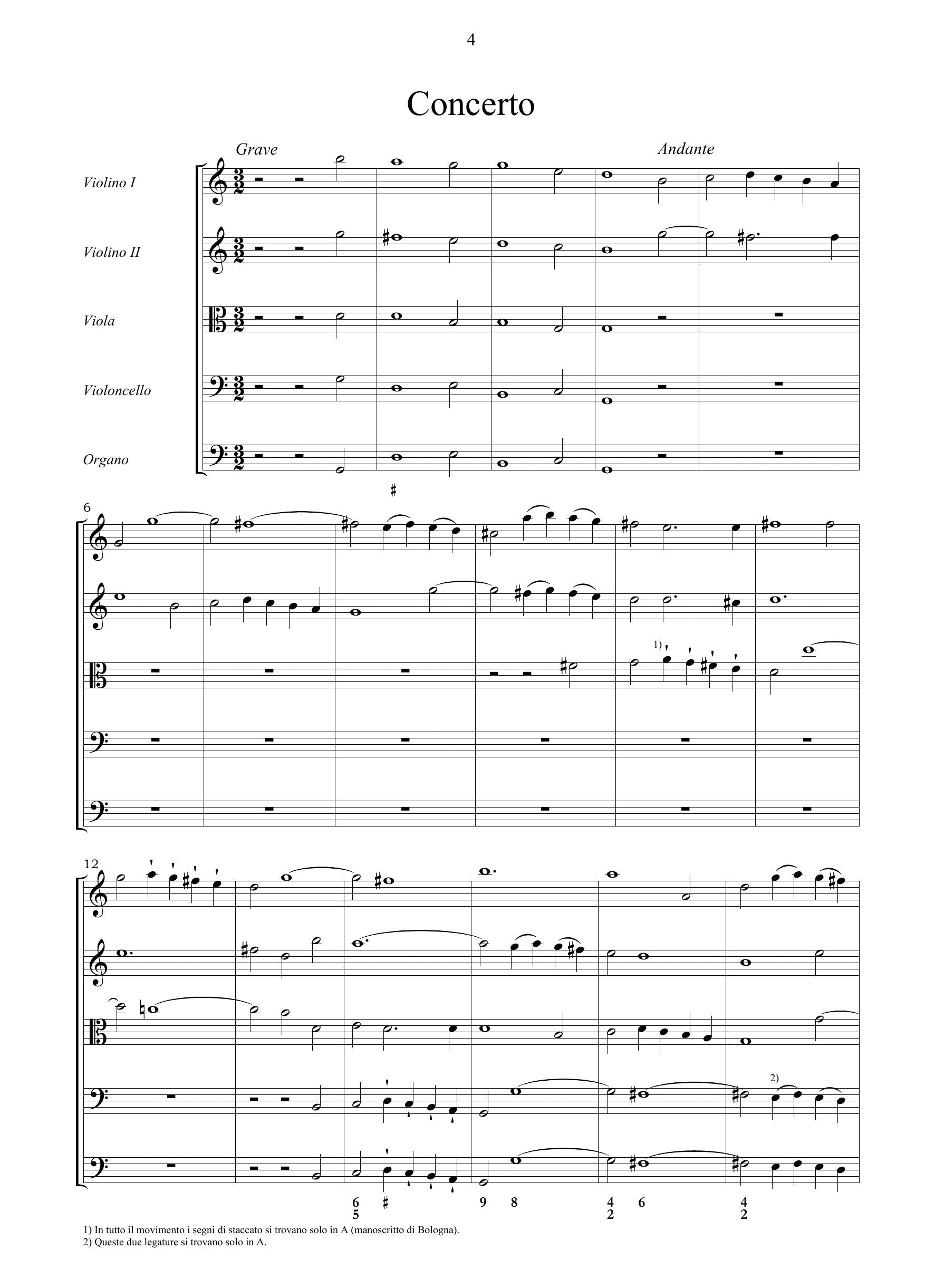 T.A. Vitali: Concerto (Ms. I-Rav, I-Baf) e Sonata nona (Bologna, 1706)
