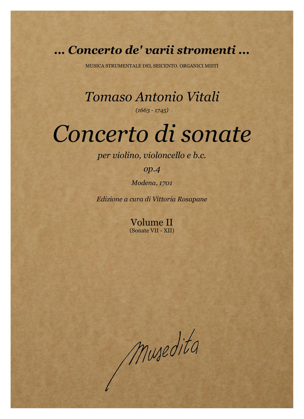T.A. Vitali: Concerto di sonate op.4 (Modena, 1701)