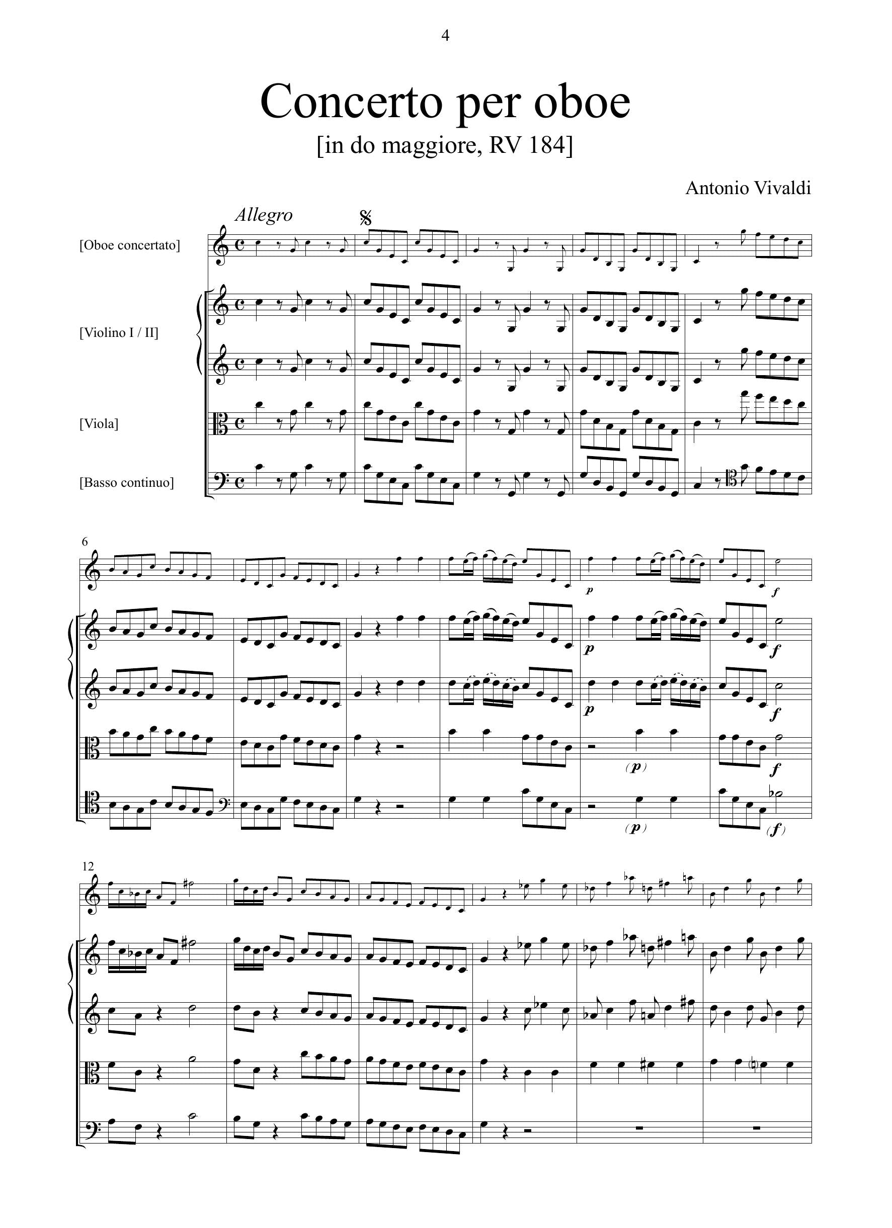 A. Vivaldi: Concerto in do maggiore RV 184