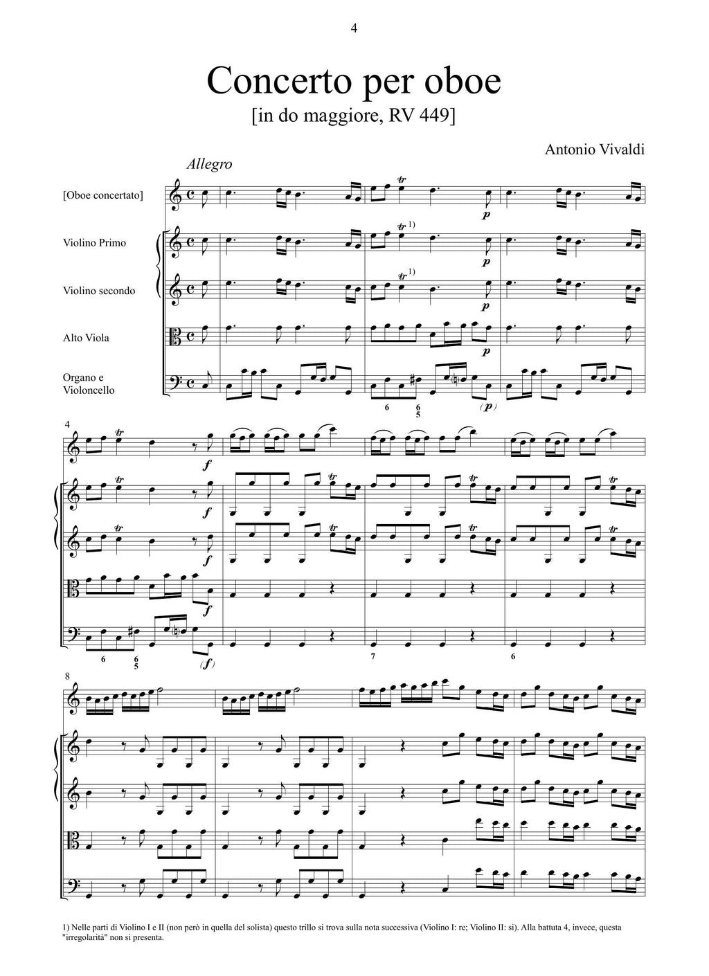 A. Vivaldi: Concerto in do maggiore RV 449