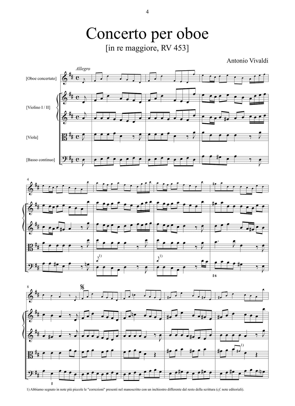 A. Vivaldi: Concerto in re maggiore RV 453