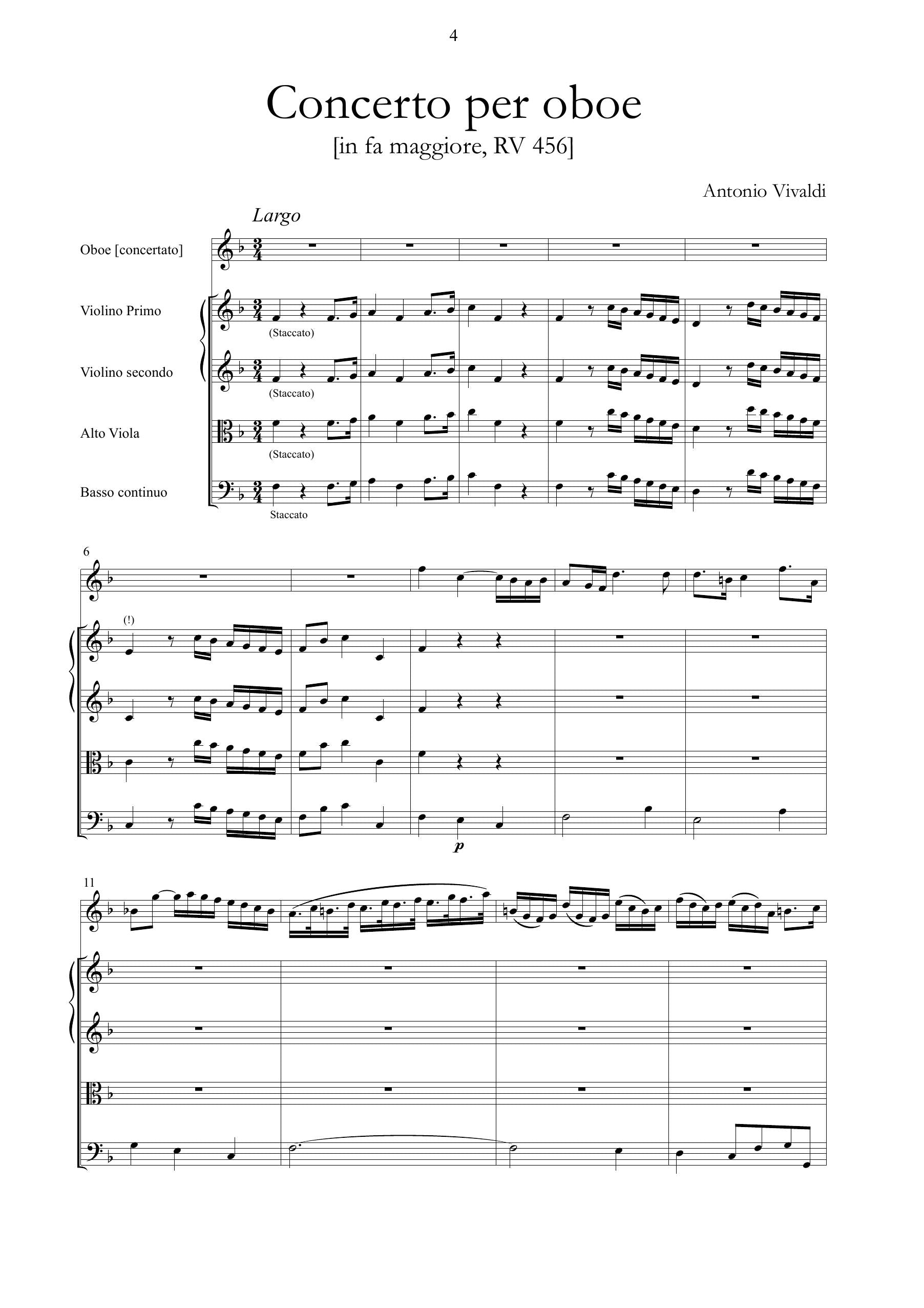 A. Vivaldi: Concerto in fa maggiore RV 456