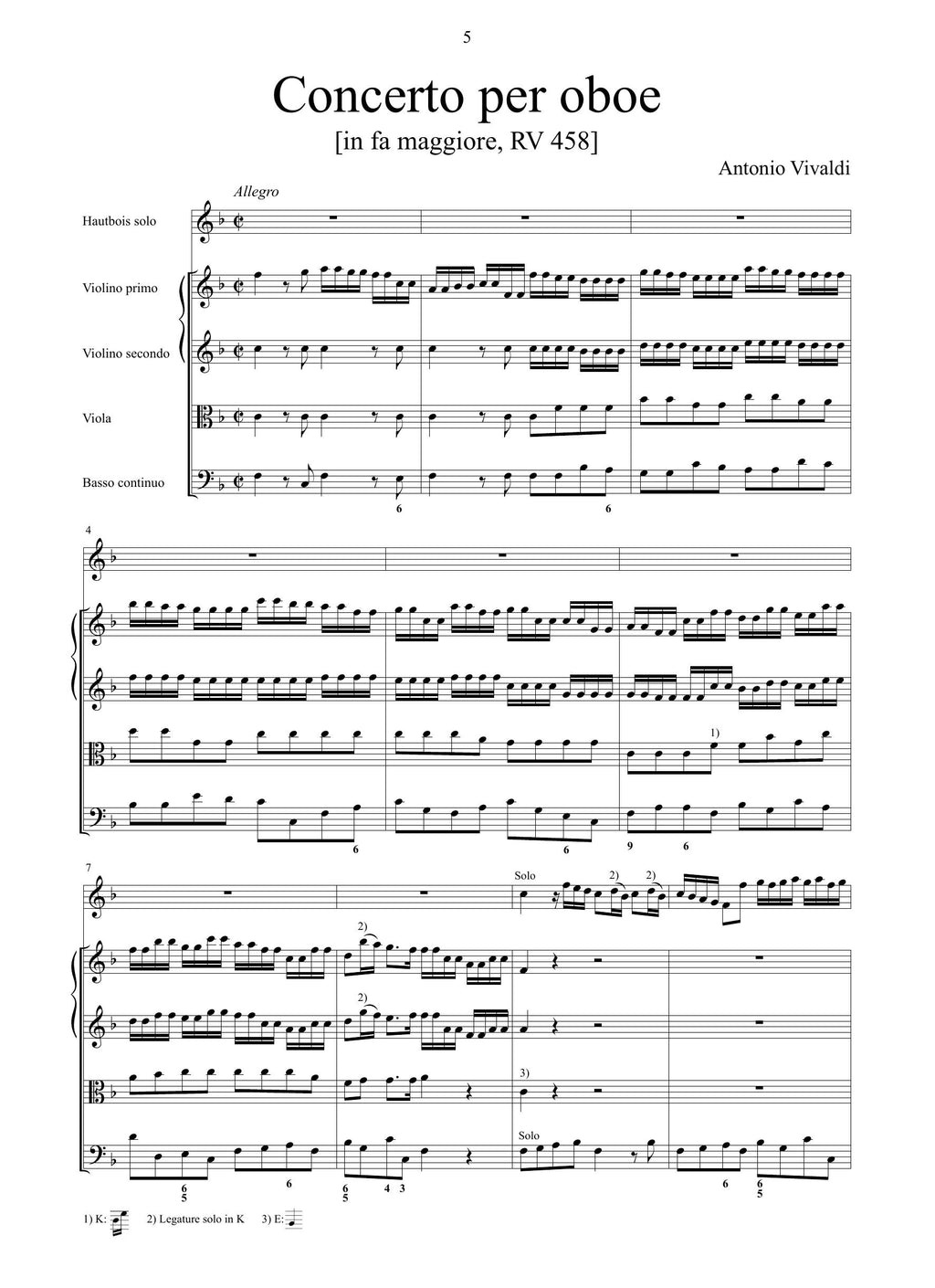 A. Vivaldi: Concerto in fa maggiore RV 458