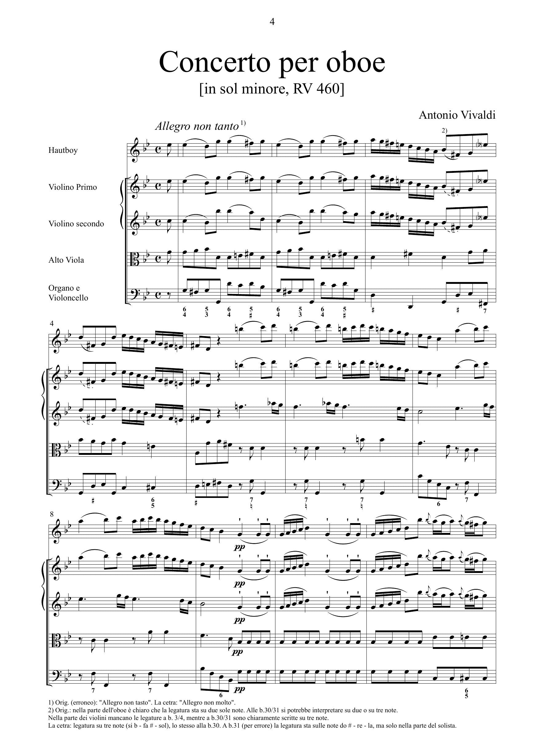A. Vivaldi: Concerto in sol minore RV 460