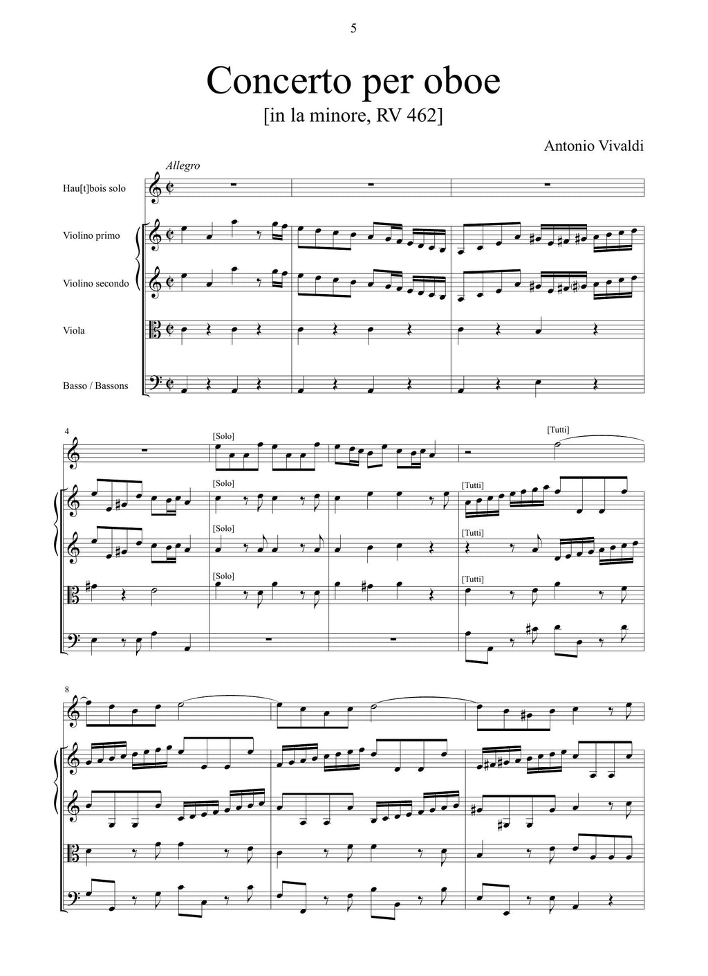 A. Vivaldi: Concerto in la minore RV 462