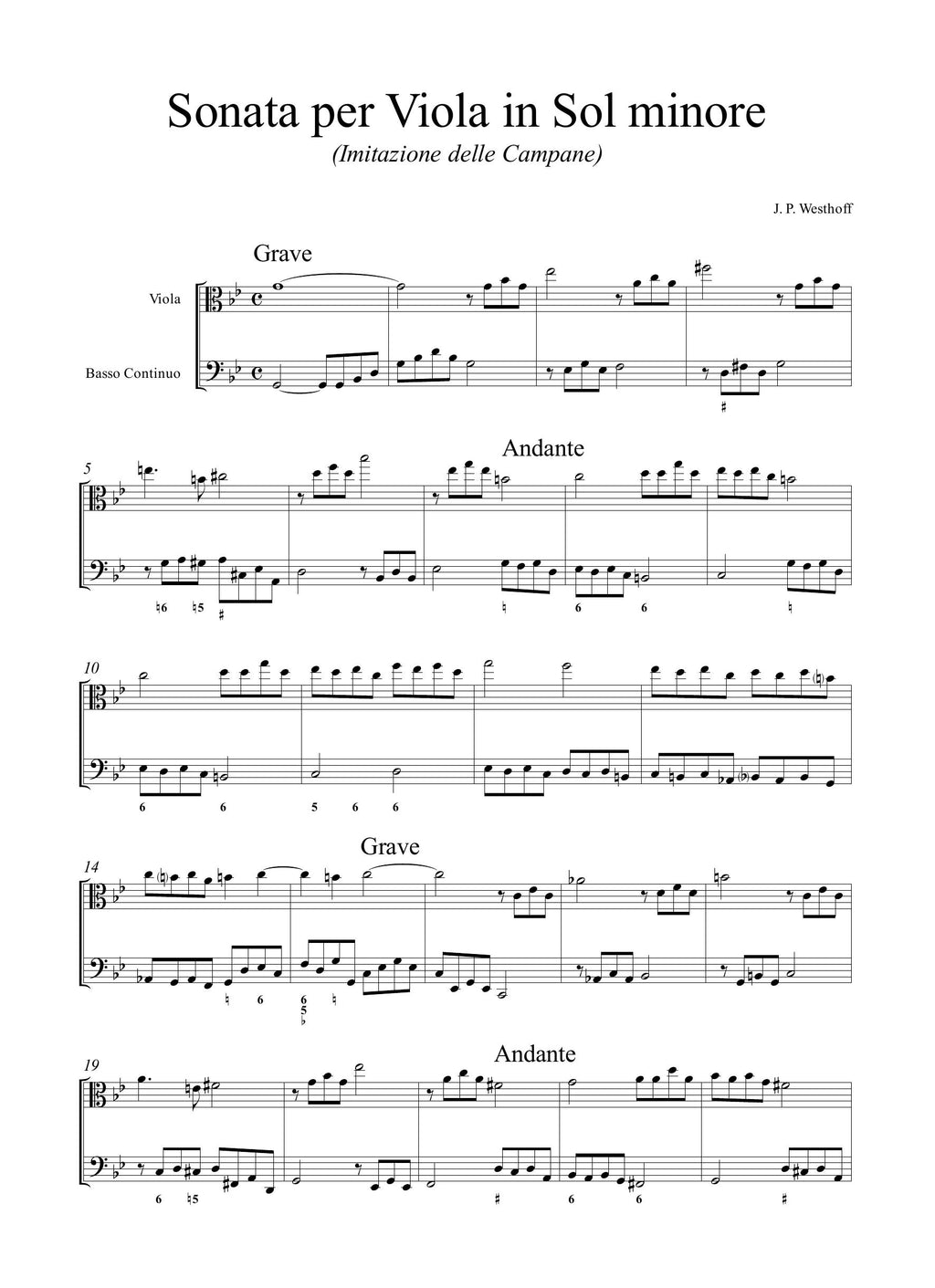 J.P. Westhoff: Sonata terza "Imitazione delle campane"
