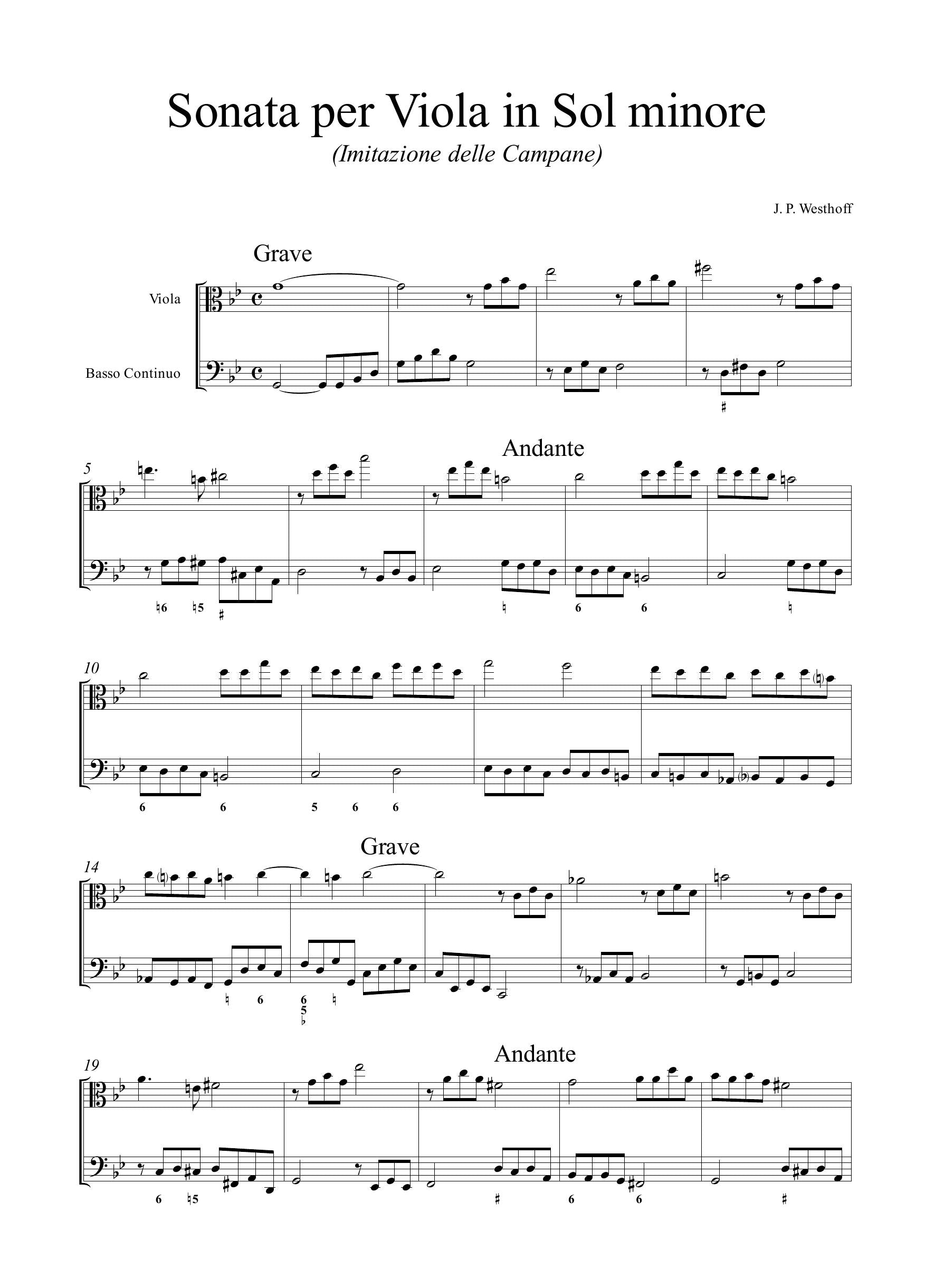 J.P. Westhoff: Sonata terza "Imitazione delle campane"